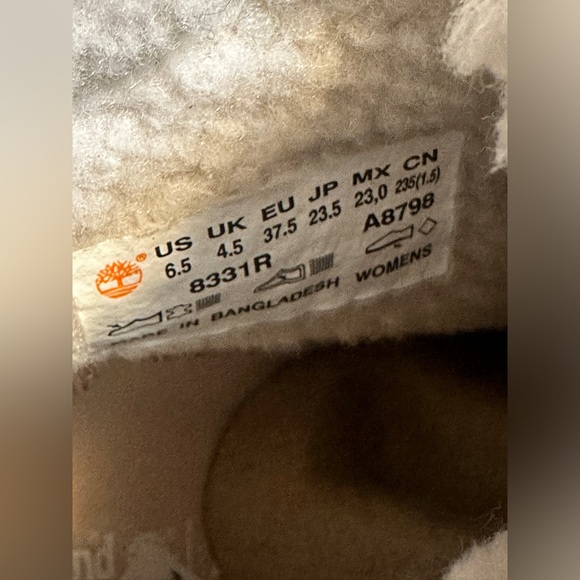 Timberland Women’s Teddy Fleece Fold-Down WP Ankle Boot #TB08331R Natural/ Grey - Picture 10 of 12